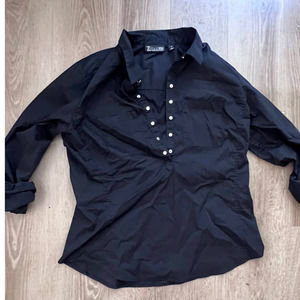 New York & Company Medium Black 3/4 Sleeve Pullover with Buttons